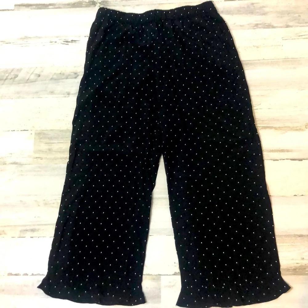 Loft Black Pants Polka Dot Pants Pockets Flare Small NWT
